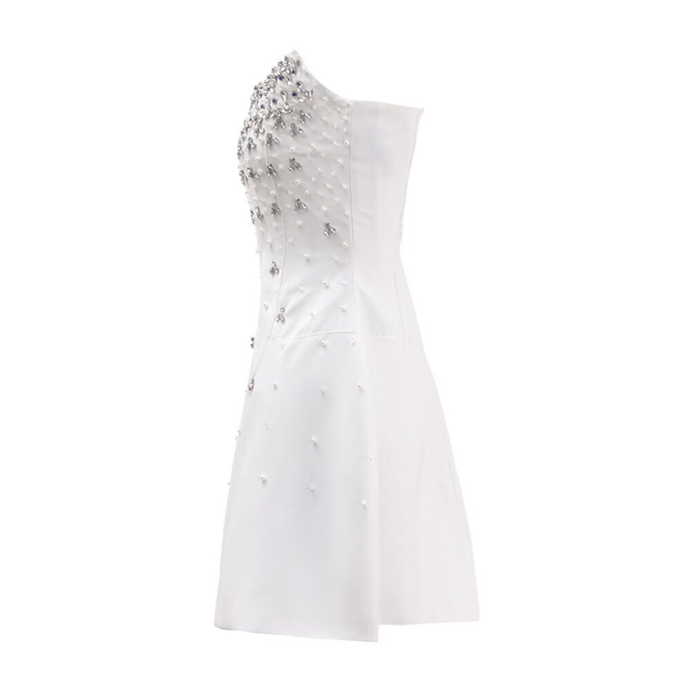 NWT Embellished Crystal Pearl Bridal Mini Dress - Picture 4 of 6
